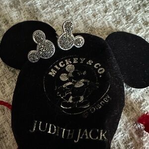 VINTAGE DISNEY MICKEY MOUSE CUFFLINKS SIGNED JUDITH JACK STERLING & MARCASITE